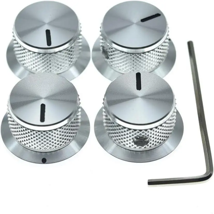 4-Pack Set Screw Style Aluminium Potentiometer Knobs 1/4"  Top Hat Knobs  Volume Tone Control Knobs for Guitar/Bass/AMPS/Preamps  with