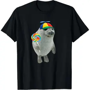 Silly Seal with Lollipop Meme T-Shirt