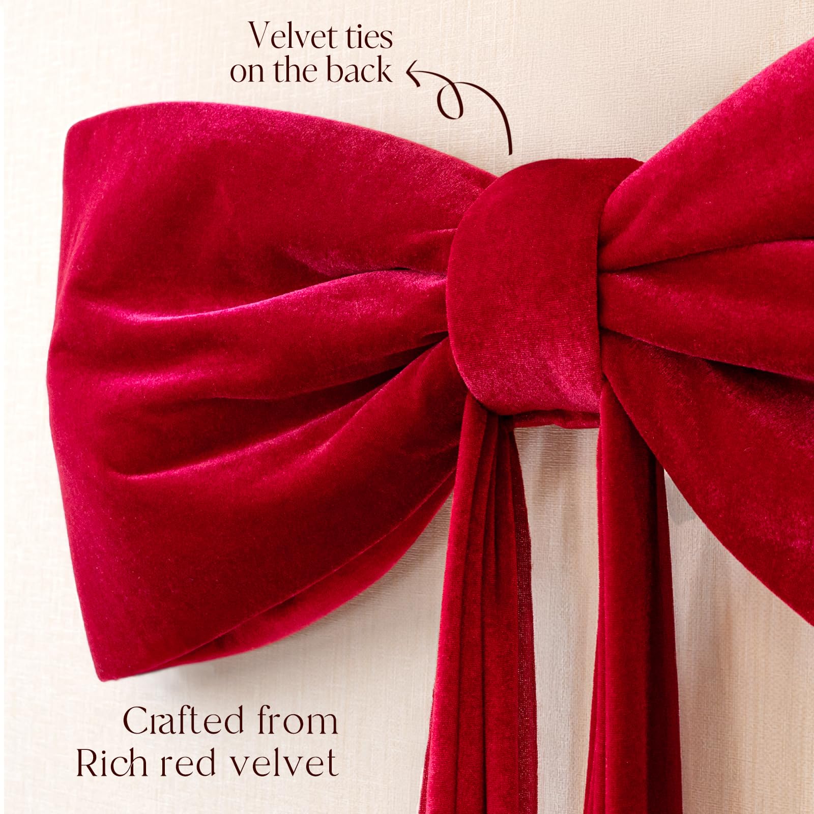 Christmas Decoration - Giant Christmas Tree Bow, Large Velvet Bow, Tree Top Window Wall Decor, Indoor Home Room Party Valentine's Day, Party Decoration Supplies