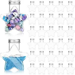 30 Pcs 5.5 oz Star Sand Art Bottles Plastic Clear Sand Bottles with Lids Candy Jars for DIY Craft Decoration Party(Aluminum Lid)fidget toys