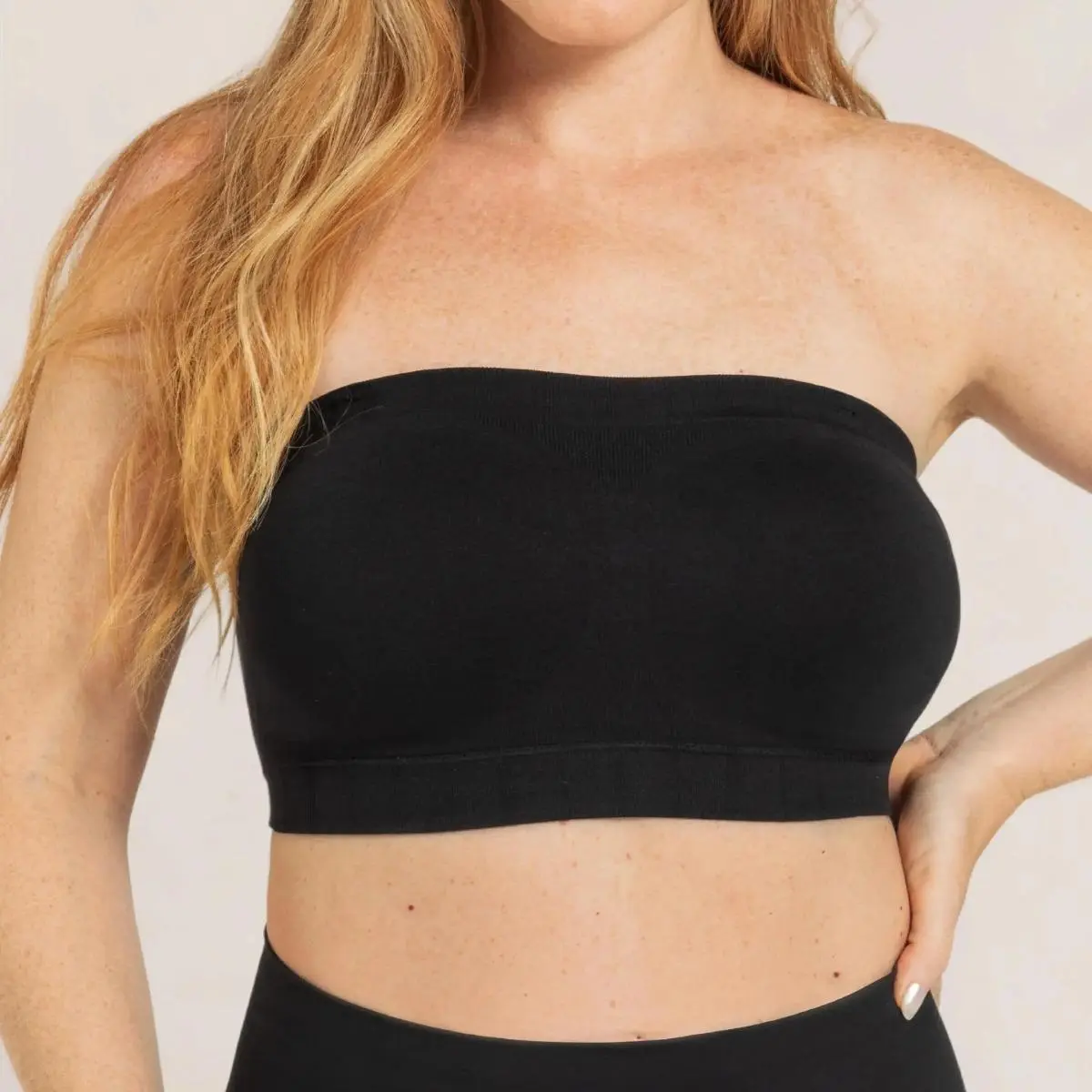 Womens Strapless Bandeau Bra - Wireless Seamless Convertible Bra, Removable Strap Invisible Bralette for Off Shoulder Dresses
