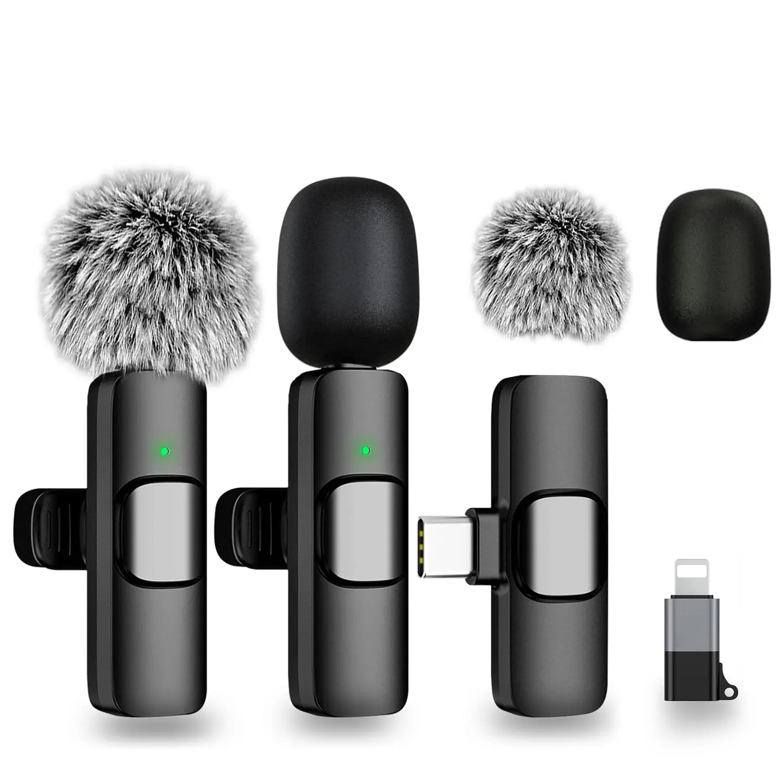 Wireless Mini Lavalier Microphone for iPhone, iPad And Android, Noise-Cancelling Plug And Play Lapel Mic With Lightning Connection, USB Rechargeable Mic, Noise Reduction Mic for Short Videos, Vlogs, Live Streaming And Content Creation