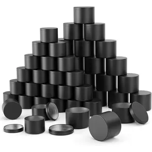 48PCS Empty Candle Tins Candle Making Jars Candle Containers with Lids, 24PCS 8oz & 24PCS 4oz (Black)