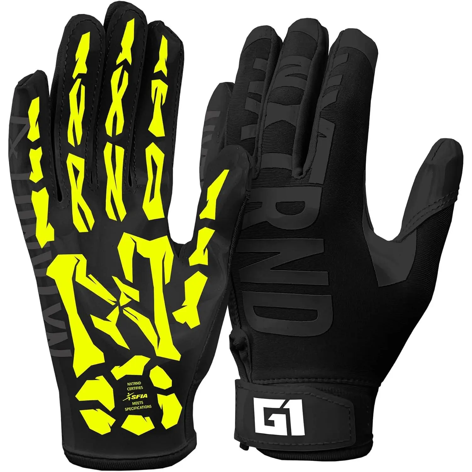 Nxtrnd Skeleton G1 Youth Football Gloves - Kids Skin-Tight Nylon Receiver Gloves with Silicone Palm for Gameday Play
