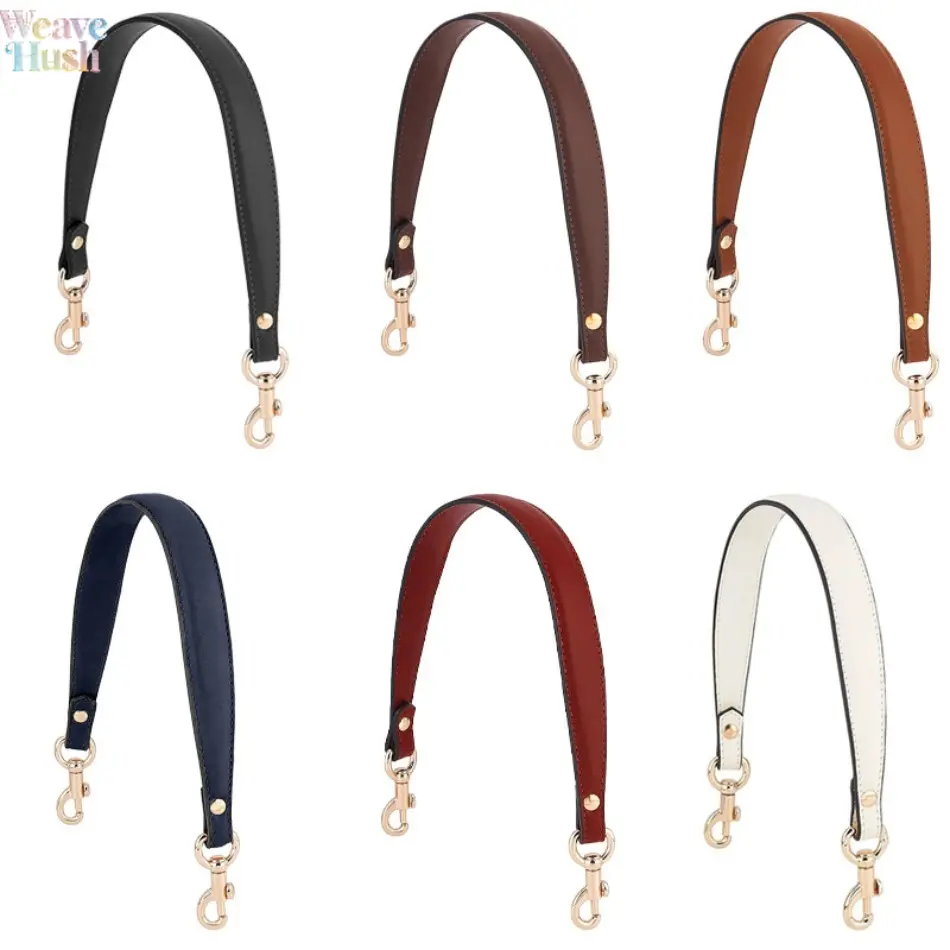 Detachable Oil Edge Solid Color Faux Leather Short Strap, Fine Grain Replacement Hand Carry Handle for Handbag DIY Repair