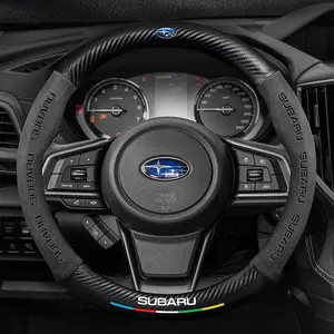 Car Anti-Slip Carbon Fiber Texture Suede Steering Wheel Cover, Compatible with Subaru Sti Forester Impreza Legacy Outback Xv Brz Wrx Tribeca
