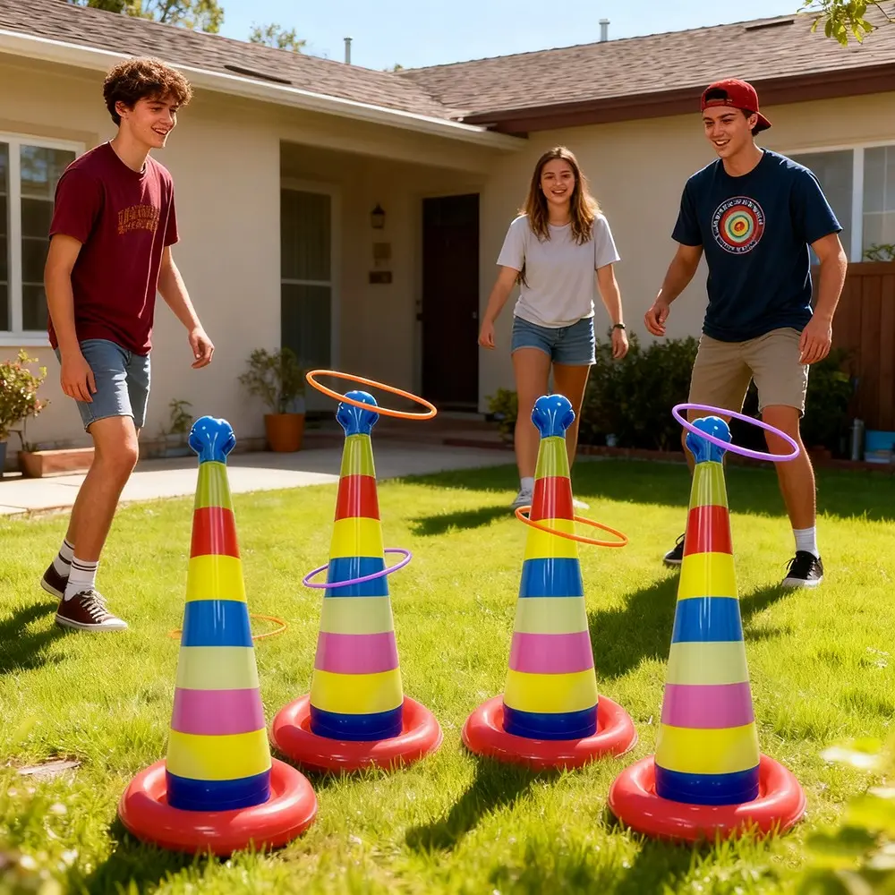 1set Inflatable Rainbow Stack Game, Parent-Child Interactive Toy, Holiday Party Activity, Festival Gathering Atmosphere, Decoration