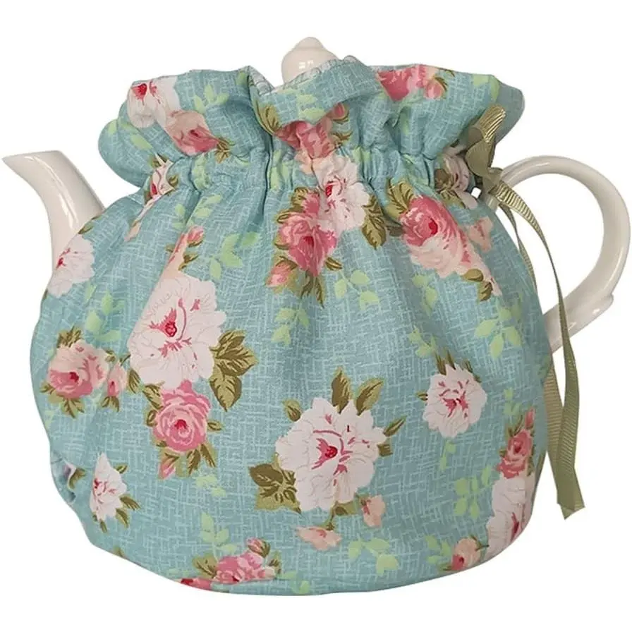 Vintage Floral Tea Cozy Cotton Dust Proof Insulated Decorative Teapot Cover for Home Kitchen Table Color #2