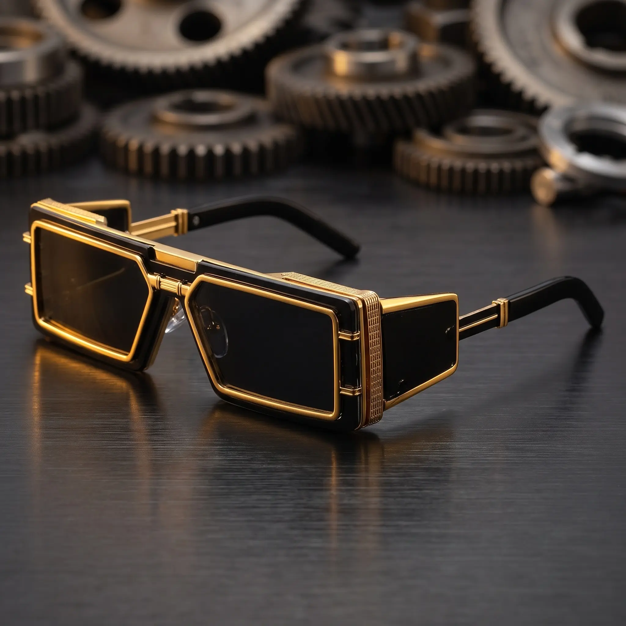 Vintage Square Steampunk Sunglasses Unisex Retro Hip Hop Metal Frame UV400 Anti-Glare Luxury Eyewear