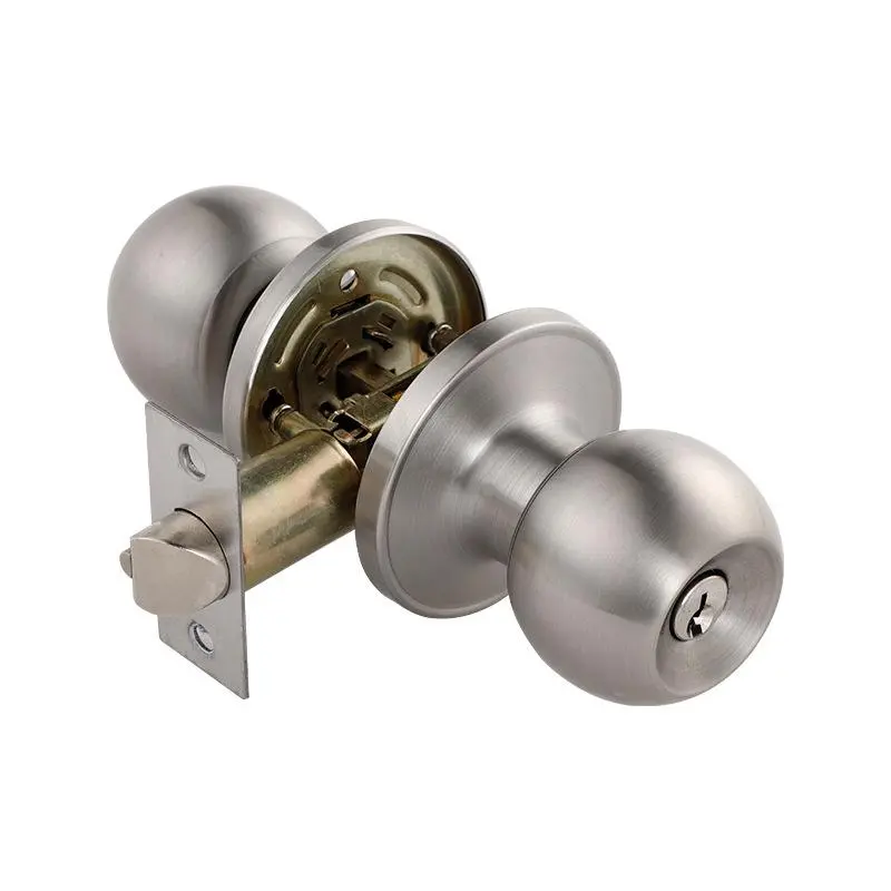 Keyed Door Knob Lock for Interior & Exterior, Ball Deadbolt Replacement – Satin Nickel Finish, Keys Included, Standard Home Security Lock,sohochic