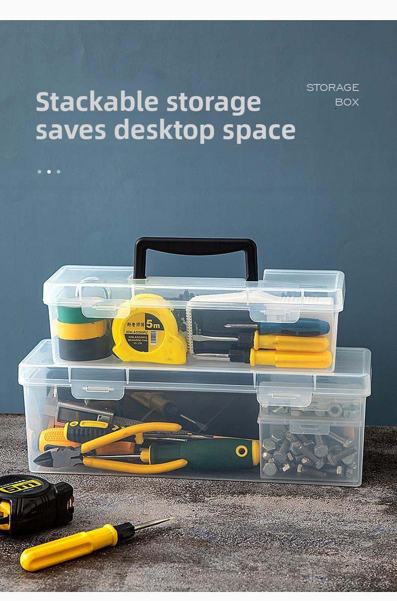 Multi-Function Household Hardware Tool Box - Transparent Handheld Storage Case with Adjustable Compartments for Wrench, Screws, Accessories, and Parts Organization