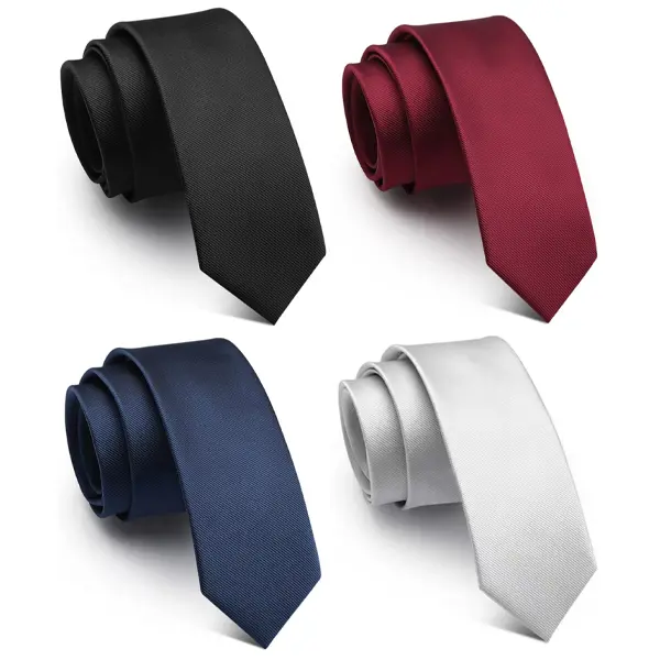 WeiShang Men's 4-Pack High-Quality Solid Color Ties - 2.35in Extra Long Casual Elegant Ties, All Seasons, Business Formal/Casual Styles for Birthday, Ceremony Occasions