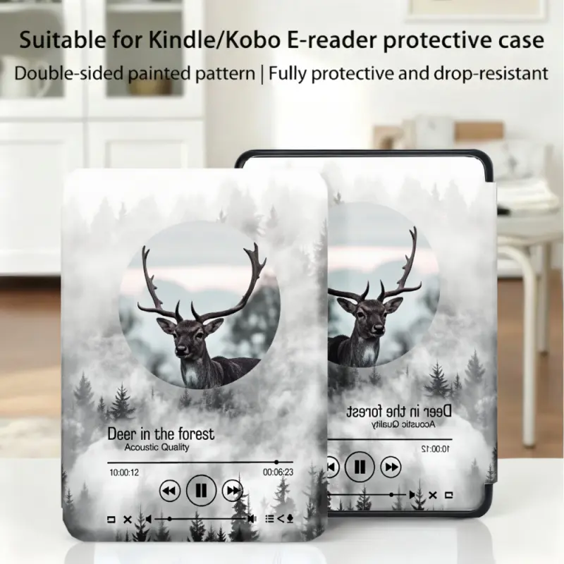 for Kindle/kobo/Tolino Case Deer In Forest Pattern Print for New Kindle 11Th 2019, for Kindle 11th Generation Case for Kindle 11Th (2022/2024), 6-Inch, 7-Inch Kindle Paperwhite 12Th Generation 2024 Vision Color (2024) /Vision 6 (2021）/Shine Color (2024),