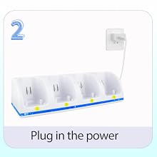 4-in-1 Remote Charging Station Accessories with 4 Pack 2800mAh Rechargeable Batteries, Plugs and USB Cable for Wii/Wii U Controllers (Controllers Not Included)
