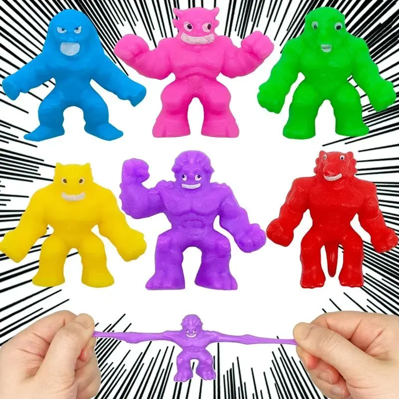 1-5pcs Kids Character Stretching Monster Squeezing Soft Mud Pressure Toys Doll Stress Relieving Pinching Music Soft Doll Gift