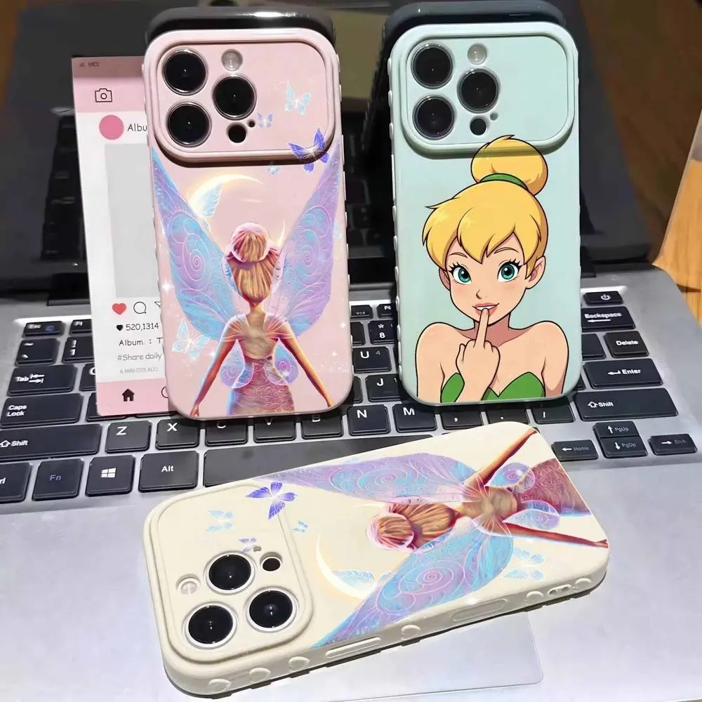 Beautiful Tinker Bell For Apple iPhone 17 16 15 14 13 12 11 Pro Max Bubble Heart Cover Silicone Phone Case