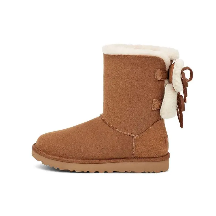 UGG Classic Double Bow Short Warm Durable Double Bow Fleece Snow Boots 1127131-CHE