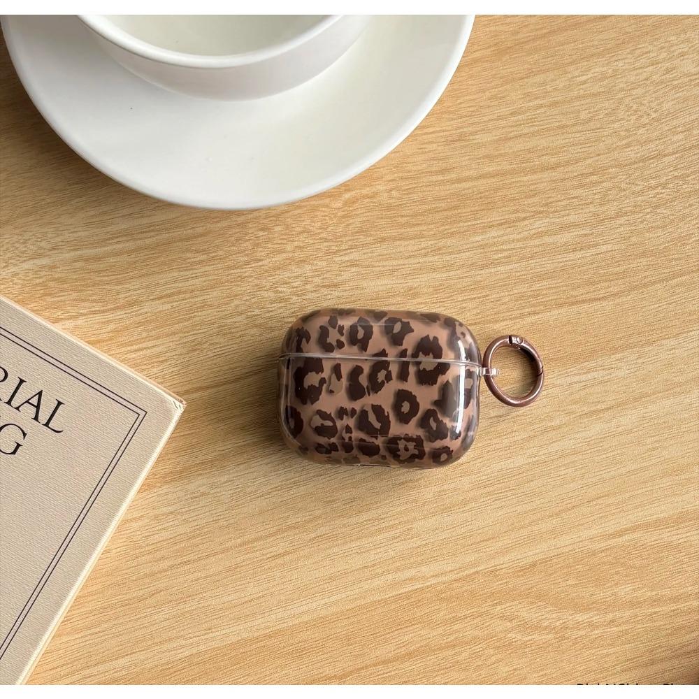 Leopard Print AirPods Case – Transparent Brown Protective Cover, Shockproof, Compatible with AirPods 1/2/3/4/Pro/Pro2