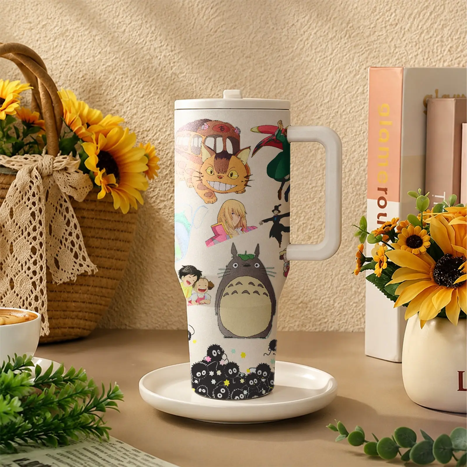 1PC Dreamy Forest 40oz Tumbler Cute Fantasy Forest Water Bottle with Handle and Straw Lid, Stainless Steel Insulated Travel Cup, Double Wall Vacuum Mug for Women Girls, Aesthetic Everyday Hydration Cup, Cozy Gift Idea
