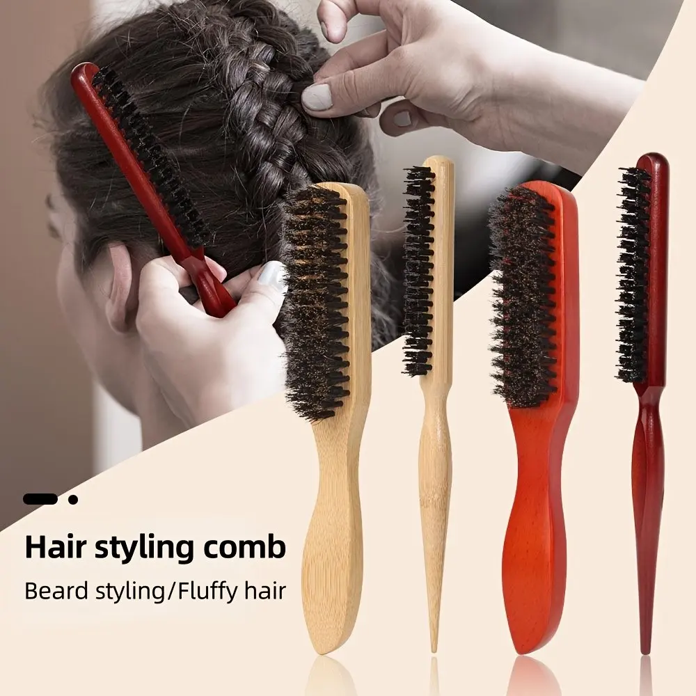 2-Pack Hair Brush Set, Mustache Styling Comb, Oil Head Comb, Bun Comb, Wooden Comb, Pointed Tail Comb, Women's Smooth Hair Comb, Men's Beard Care Kit