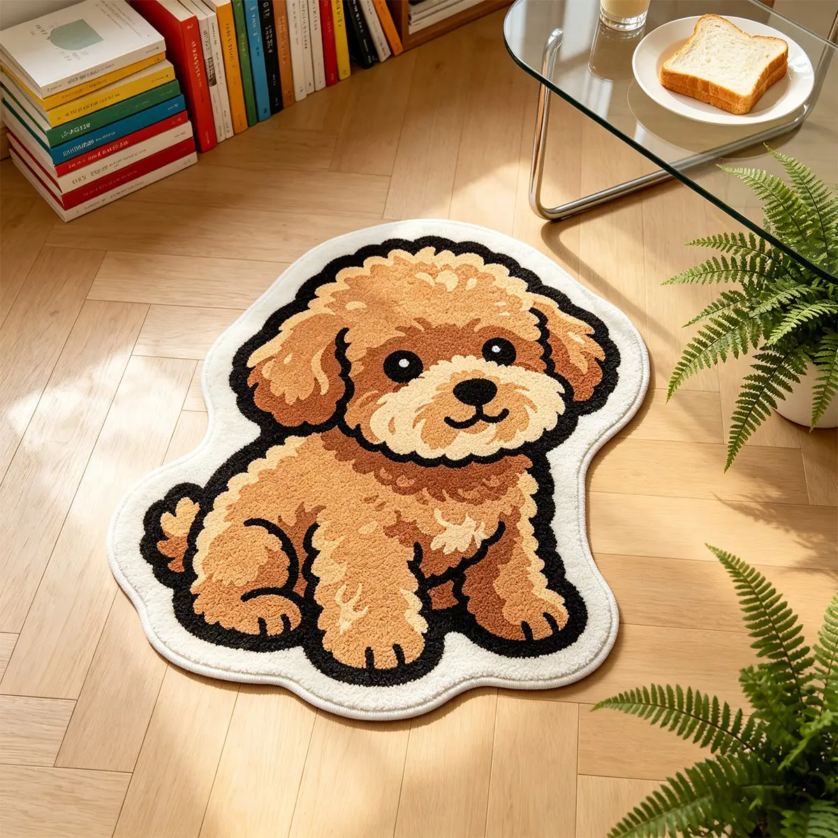 Teddy Shape Rug, Cute Cartoon Dog Design, Soft Comfortable Carpet, Animal Living Room Mat, Bedroom Study Floor Mat, Holiday Birthday Gift, Home Decor Rug
