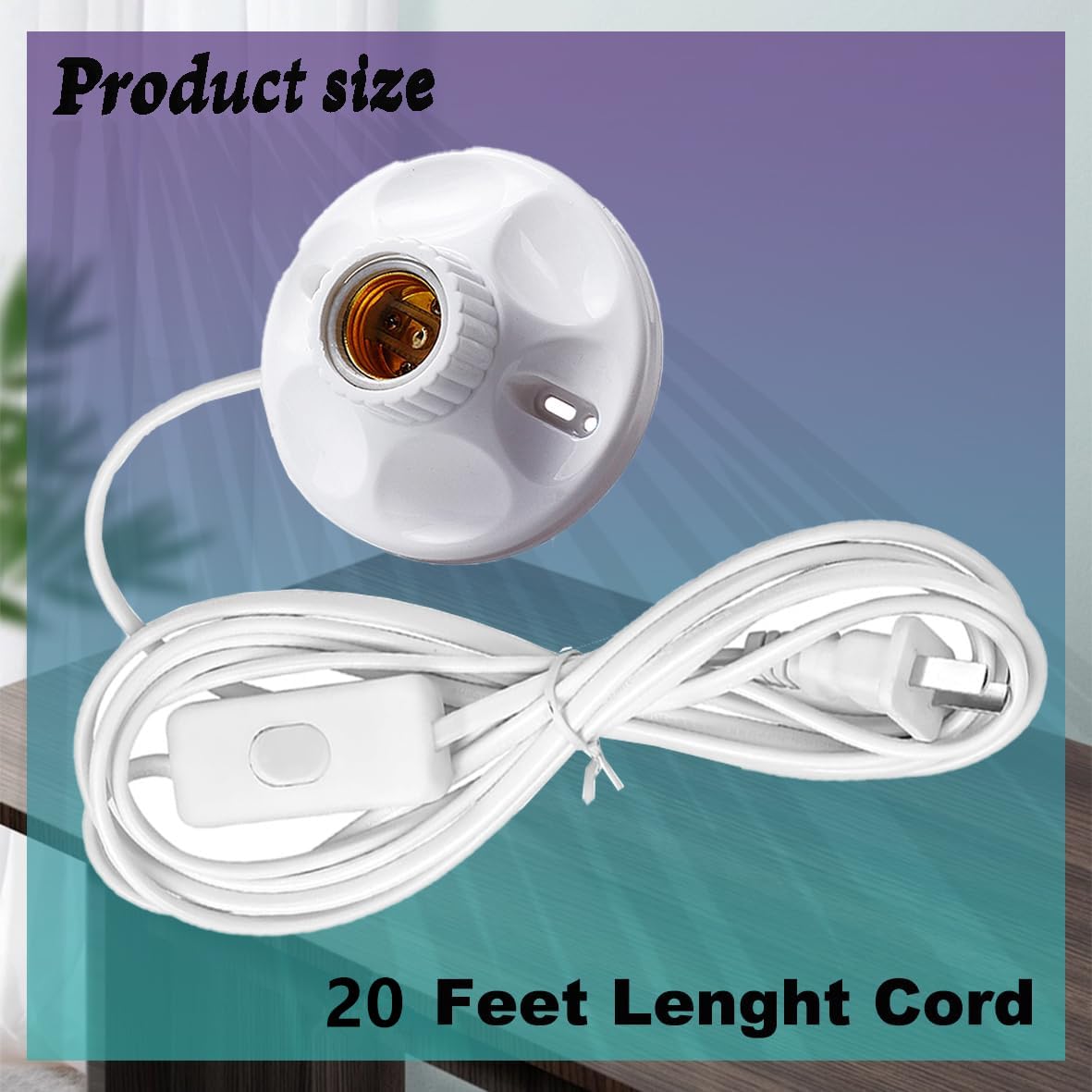 Light Bulb Socket with Cord,E26/ E27 Lamp Base Desktop 20ft Light Socket with Cord Light Bulb Base E26/ E27 Lamp Base Desktop 20ft Include Screw Cord On/Off ,Light Socket with Cord (1) Light Bulb Socket with Cord,E26/ E27 Lamp Base Desktop 20ft Light Socket with Cord Light Bulb Base E26/ E27 Lamp Base Desktop 20ft Include Screw Cord On/Off ,Light Socket with Cord (1)