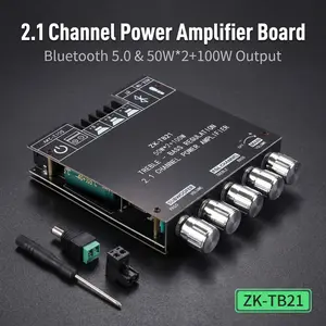 Zk-Tb21 Mini Bluetooth-compatible Digital Amplifier Module, Tpa3116d2 Chip, 2*50w Power Output, Peak 100w, Fast Shipping, APP Control