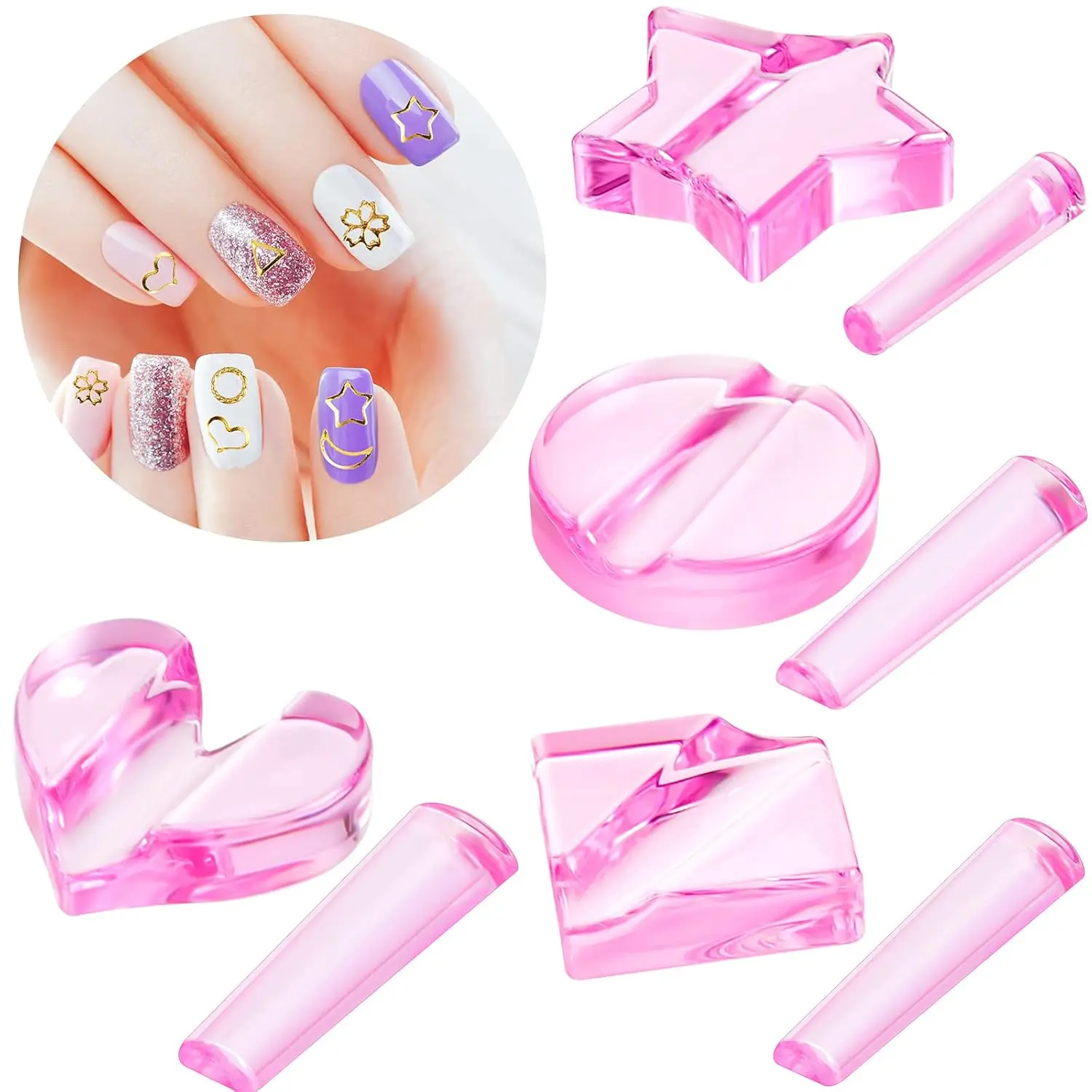 4 Pieces Nail Embossed Molds Metal Frame Bending Nail Tools Star Heart Nail Art Bending Equipment for Nail Salon and Home Nail Art Design, 4 Style springtok
