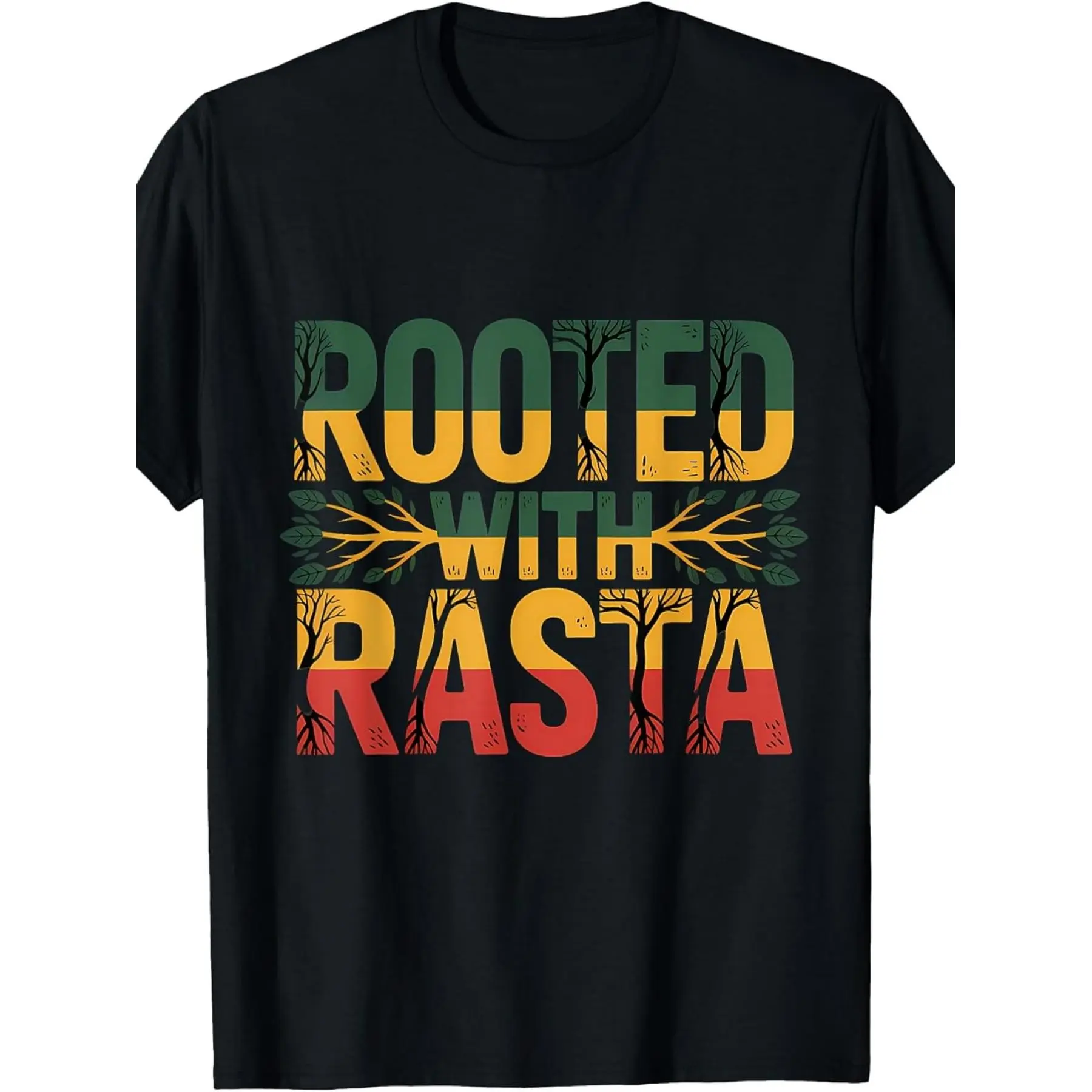 Rooted with Rasta Reggae Music Rastafari Roots Jamaican T-Shirt.Jpg Same Style for Men And Women 2025 Summer Short-Sleeved Printed T-Shirt Pure 220G