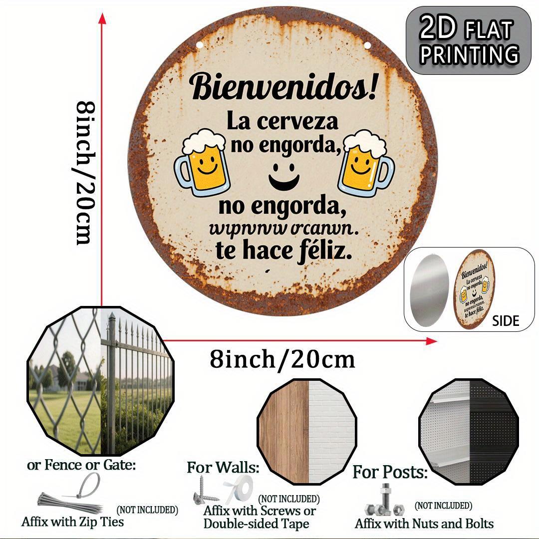 Welcome to Drink – "Beer Brings You Joy" Vintage Metal Sign – Decorative Plaque & Humorous Gift – Aluminum 7.9x7.9 Inches – Creative Gift for Friends & Party Decoration