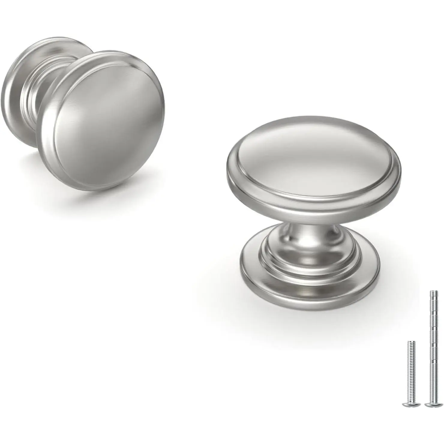 25 Pack Brushed Nickel Cabinet Knobs Sliver Round Drawer Knob for Kitchen Cabinets Dresser Drawers Pulls Zinc Hardware Handle