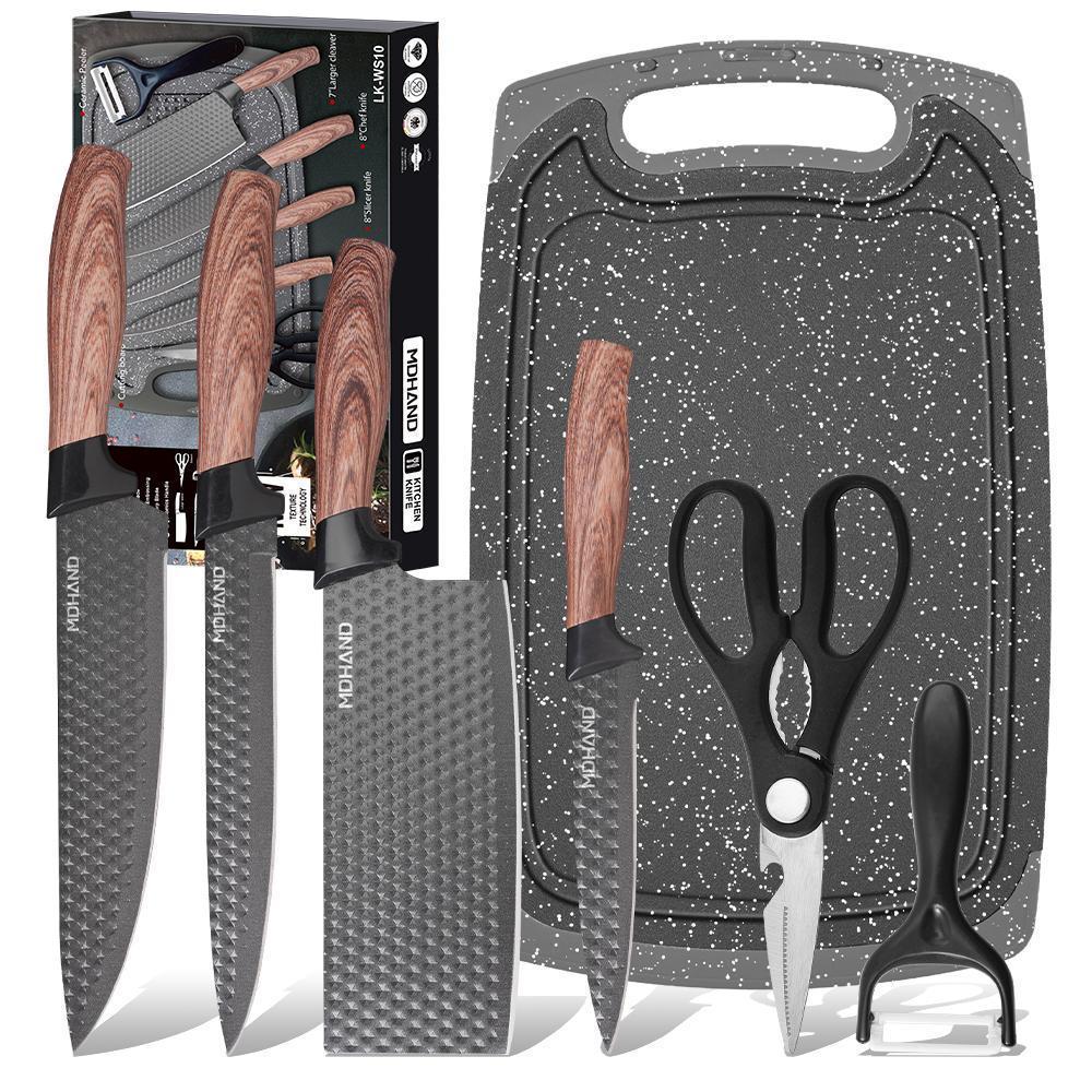 Kitchen Knife Set - Professional Chef's Knife, Slicing Knife, Scraper, Scissors and Cutting board - High Carbon Stainless Steel with Ultra-Sharp Blades, Best Gift Kitchen Knife Set - Professional Chef's Knife, Slicing Knife, Scraper, Scissors and Cutting board - High Carbon Stainless Steel with Ultra-Sharp Blades, Best Gift
