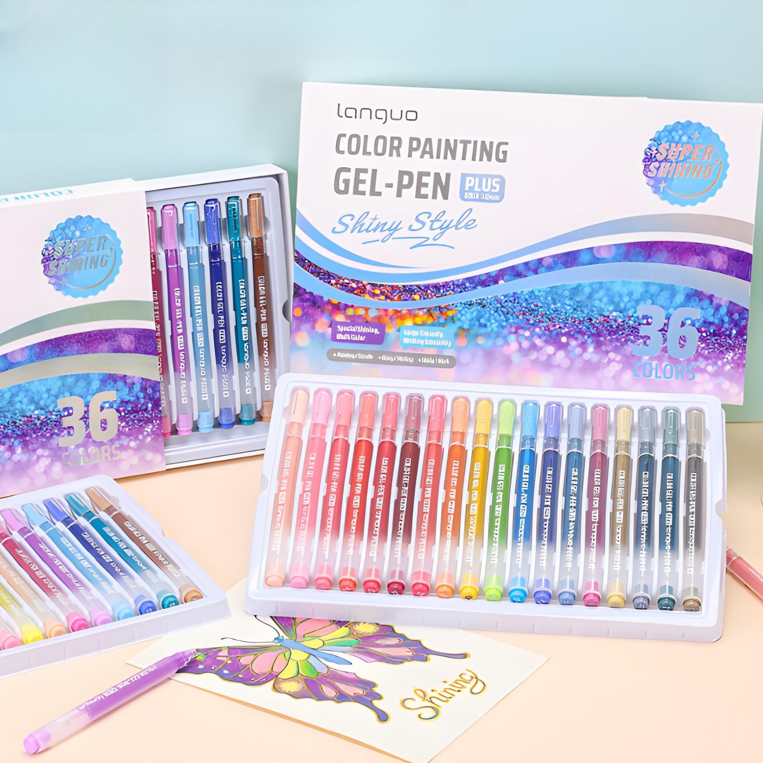 Double Blinking Color Glitter Gel Pen, 16/24 Color Sparkle Gel Pens for Adult Coloring Books Drawing Doodling, Coloring Pens for DIY Birthday Cards