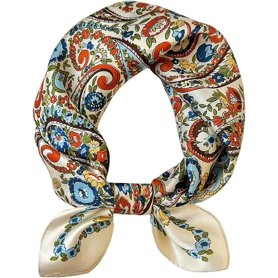 Unisex 100% Pure Mulberry Silk Small Square Scarf, 20.5x20.5" Digital Printed Neck Wrap, Close-to-Skin Lightweight All Seasons Neckwear for Gifting (Sports & Outdoor Accessory), Printed Patterns