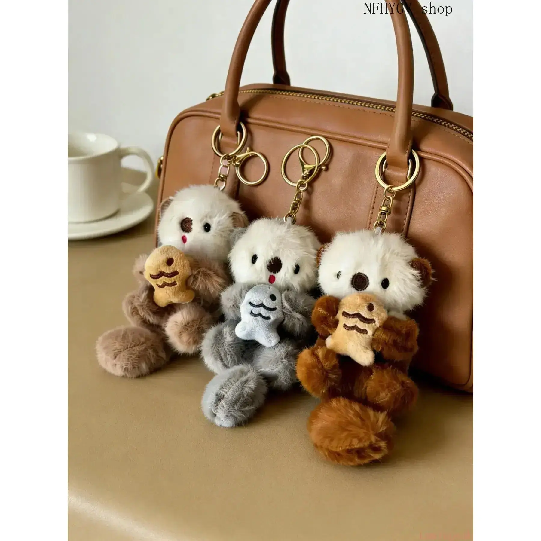 Trendy Delicate Otter Purse Charm Keychain, Stylish Ring Pendant Bag Accessory For Handbags And Backpacks, Cute Daily Outdoor Decor Accessory Ideal For Animal Lovers