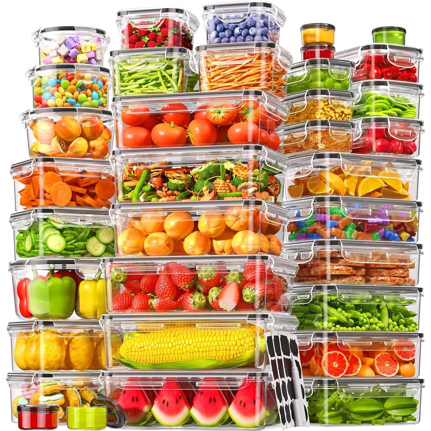 70 PCS Food Storage Containers with Lids Airtight, Total 856oz, BPA-free, Food-grade, Eco-friendly Material, Leak Proof Plastic Containers, Microwave/Dishwasher Safe