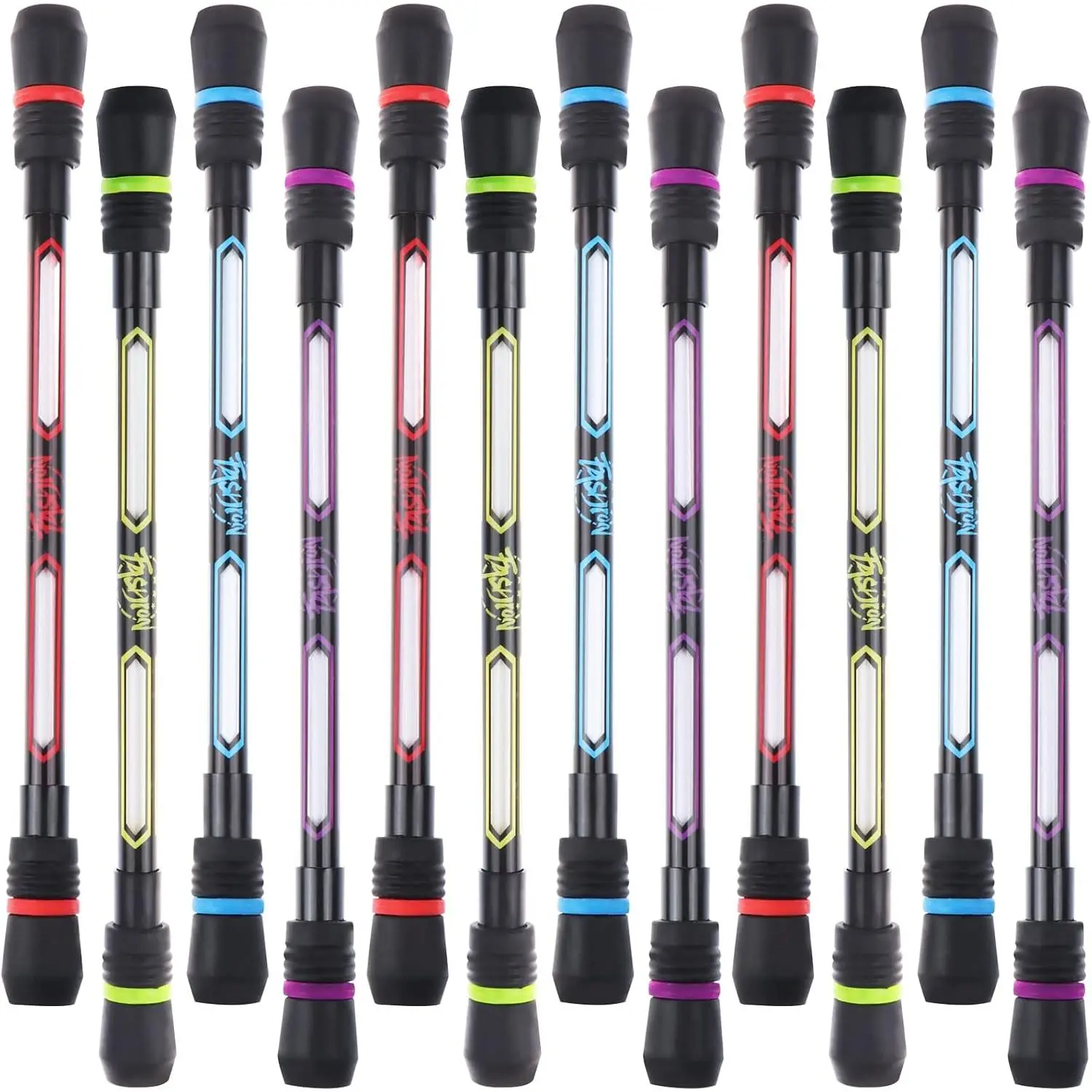 12 count Pen Spinning Pens Writable Rolling Finger Pen Spinning Rotating Pens Non-Slip Coated Spinnings Pen Mod with Weighted for Gaming Office Supplies