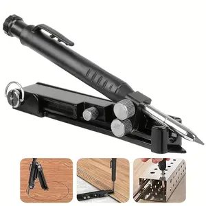 Multi-Function Scribing Tool, Construction Aluminum Alloy Scribe Tool with Deep Hole Pencil for DIY Woodworking, Compass Contour Gauge, Floor Corner Line Maker