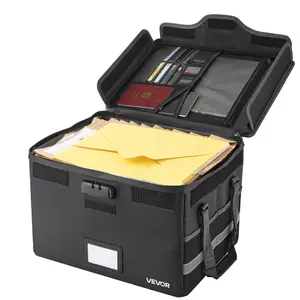 VEVOR Fireproof Document Box, 1832 Heat Insulated Fireproof Waterproof Box with Lock, Portable File Storage Security Organizer Home Office Travel Use, for Passports, Important Documents Files