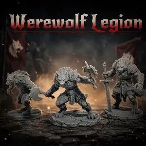 3 Piece Werewolf Miniature Models, Ideal for Tabletop Games, Easy to Paint, 3D Printed, Perfect Rpg Accessories, Collectible Role-Playing Props