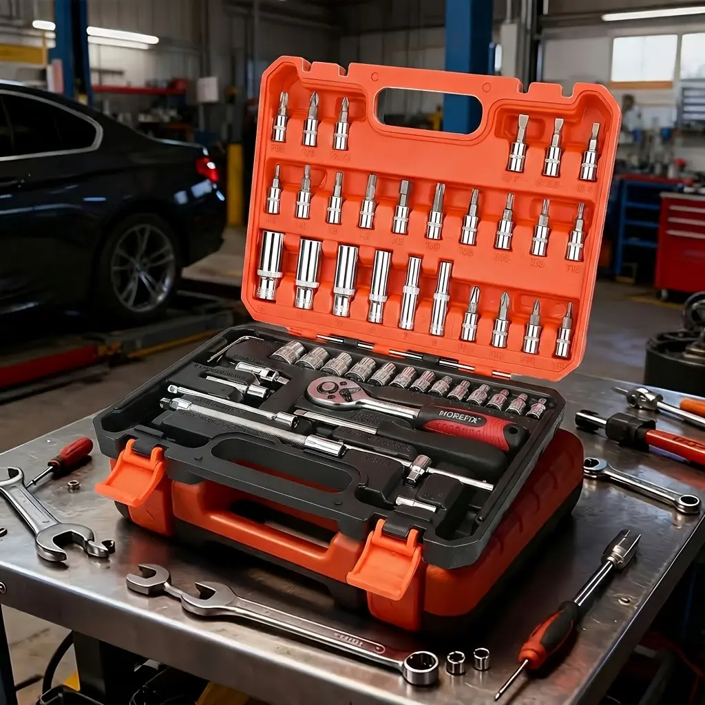 899/52pcs Professional Tool Set, Wrench Socket Set, Multi-functional Toolbox, Portable Design, for Home And Car Repair, A Tool Set for Enthusiasts And Professionals, A Gift for Friends, Local Shipping