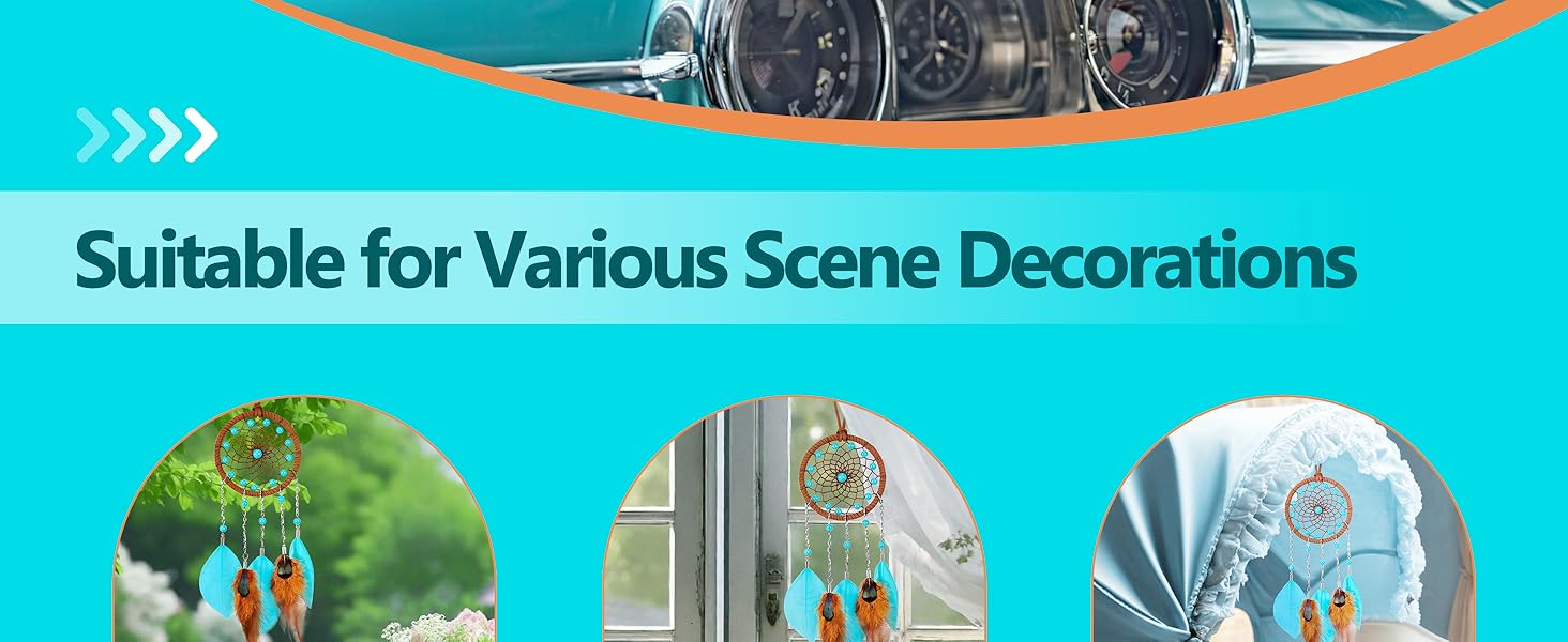 Mini Dreamcatchers - Goose Feather with Cerulean Blue Beads, Handmade Dream Catcher for Girls, A Dream Catchers for Boys, Dream Catcher Wall Decor