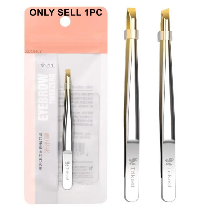 Stainless Steel Flat/Slant Tip Multifunction Tweezer Eyebrow Tweezer Face Hair Removal Make Up Tool False Eyelashes Tweezer Tool Stainless Steel Tweezers