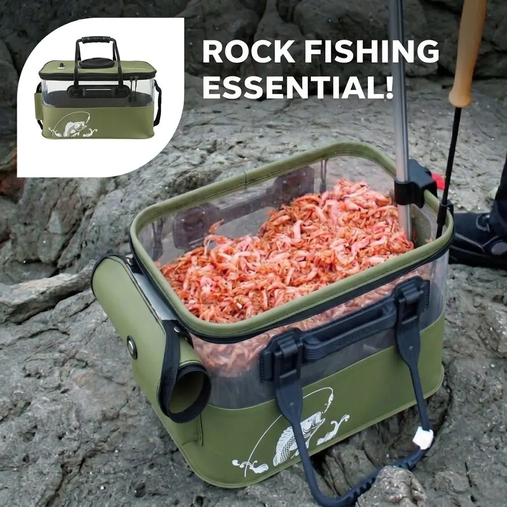 Transparent Eva Fishing Bucket, Fishing Accessory, Foldable Large Capacity Container, Durable Storage for Camping, Fishing, Exploring, Holds Fish, Bait, Water