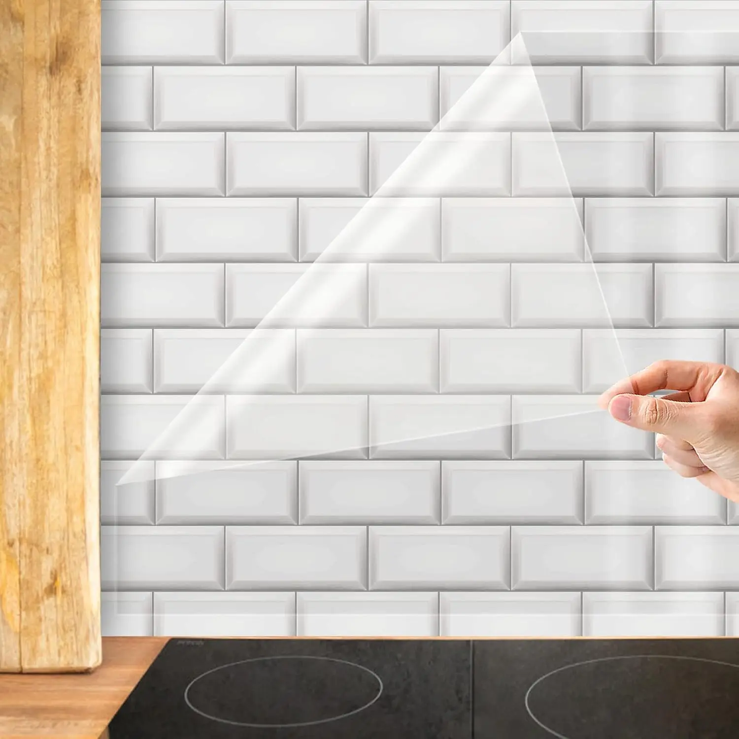 Clear Contact Paper Roll Self-Adhesive Kitchen Backsplash Wall Protector 15.7in X 9.84ft -  as Shelf Drawer Liner, Whiteboard, Wallpaper,   Scratch Protector