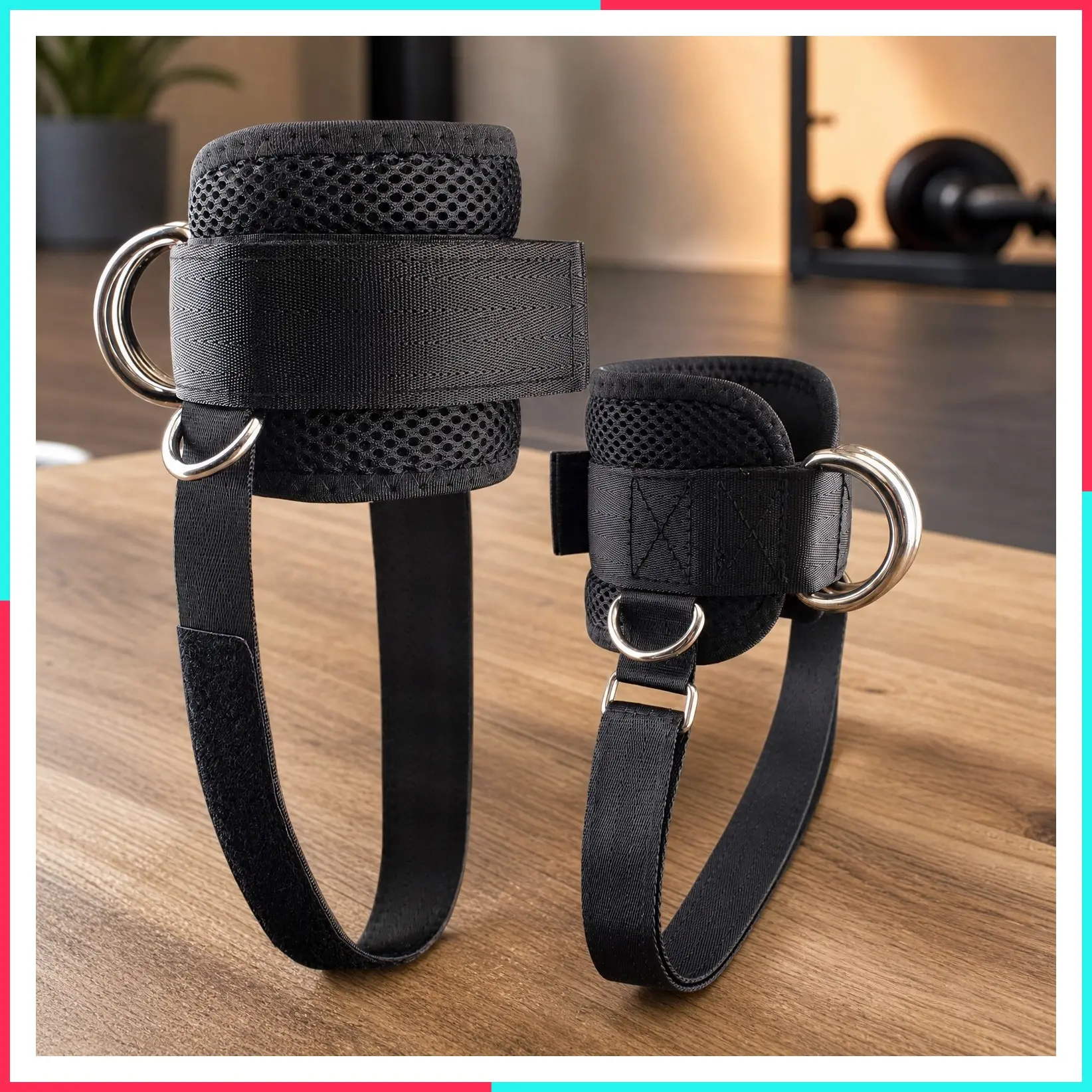 Ankle Straps for Cable Machines, Adjustable Comfort Fit Neoprene, Reinforced Double D-Ring - Premium Ankle Cuffs for Abdominal, Glute, and Leg Workouts for Men & Women