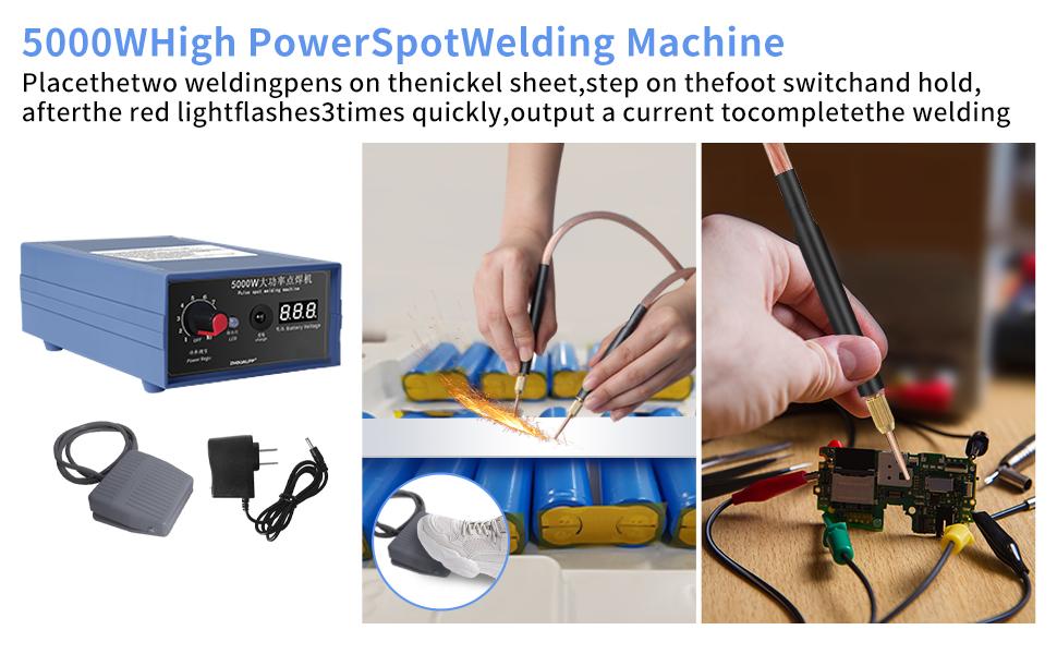 5000W Spot Welder, Mini Battery Spot Welder 9-Speed, Spot Machine DIY Kit with Nickel Strap and Spot Pen for 18650 Battery Pack