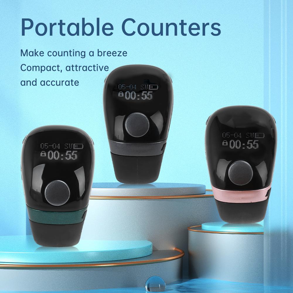 LCD Electronic Digital Tally Counter Smart Ring Point Marker Row Finger Counter Type-C Charging Ring Holder Mini Stitch Counter