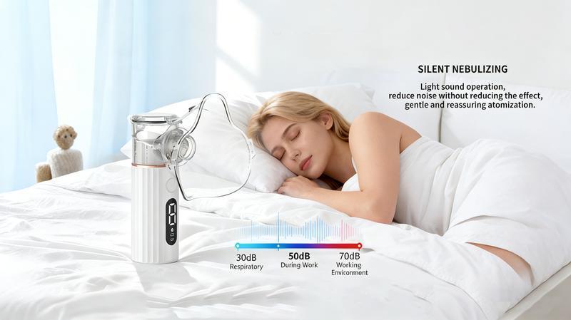 Handheld Portable Mesh Nebulizer with LED Interface & Auto-Cleaning Breathing Nebulizer for Adults & Kids & Pets at Home