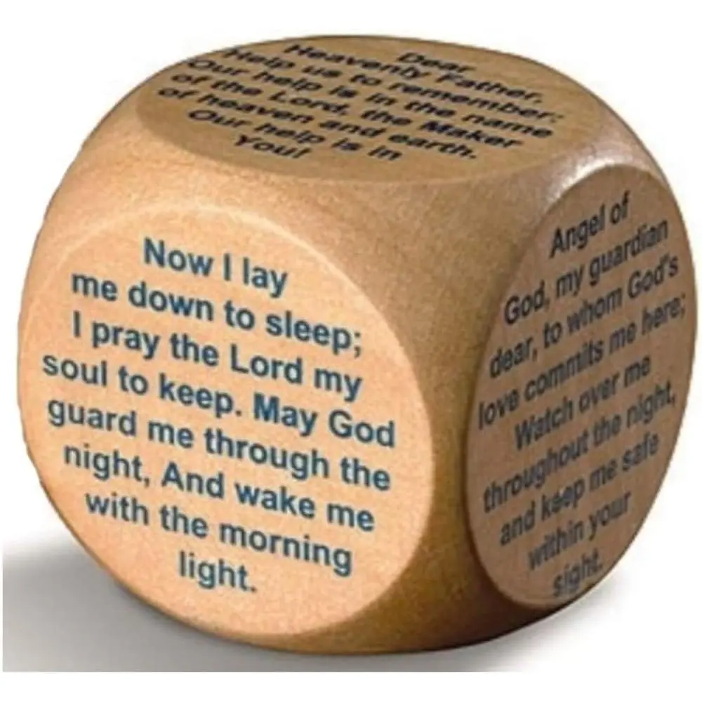 Wooden Prayer Cube Bedtime Prayers for  and Families | Six-sided wooden prayer cube with bedtime prayers for , families, Sunday school, and faith-filled gifts.